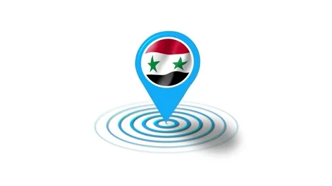 Syria flag icon 3d GPS location tracking animation in white background Stock Footage 264958280