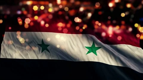 Syria Flag Light Night Bokeh Abstract Loop Animation 4K Stock Footage 47672428