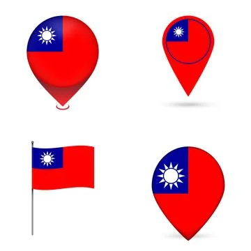 Syria Flag Map Pin Icons Set Collection. Stock Illustration