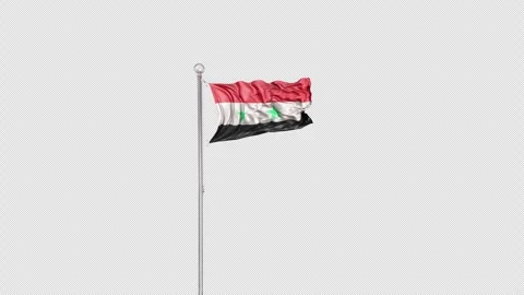  Syria   Flag Pole  Animation Include Alpha 3D Rendering 스톡 동영상 283001073