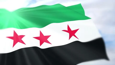 Syria Flag Seamless Loop 4k 60fps on Sky Background Stock Footage 340620997