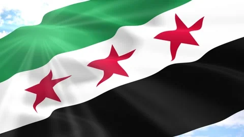 Syria Flag Seamless Loop 4k 60fps on Sky Background Stock Footage 341552604