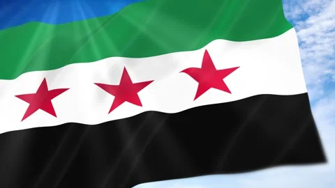 Syria Flag Seamless Loop 4k 60fps on Sky Background Stock Footage 341678386
