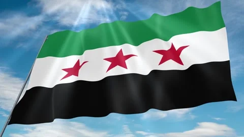 Syria Flag Seamless Loop 4k 60fps on Sky Background Stock Footage 341767174