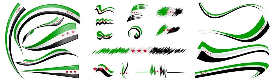 Syria flag set elements, vector illustration on a white background Stockillustratie