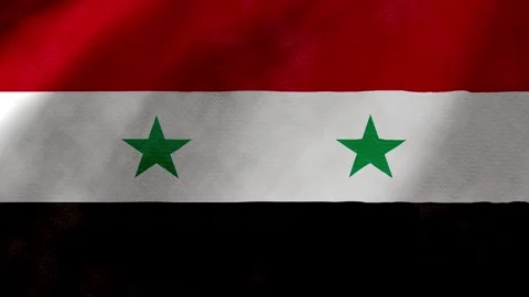 Syria flag waving background with real fabric texture Stockbeeldmateriaal 291918997