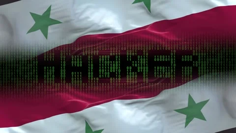 Syria flag - Waving flag on matrix binary code background Stock Footage 321420632