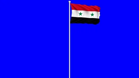 Syria Flag Waving Fluttering on Wind Loopable Green Blue Screen Matte Stock Footage 77570283