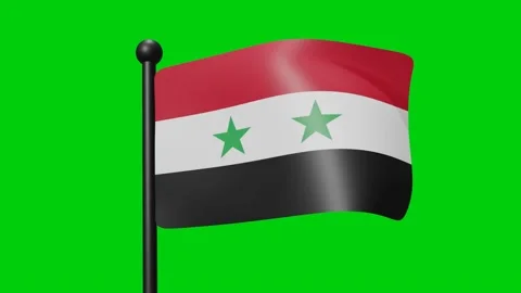 Syria Flag Waving in Slow Motion on the green background. 3D Render Flag. N.. Stock Footage 230911737