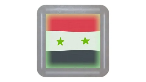 Syria flag waving in the wind. Icon in the frame. Animation loop Stock Footage 83728024