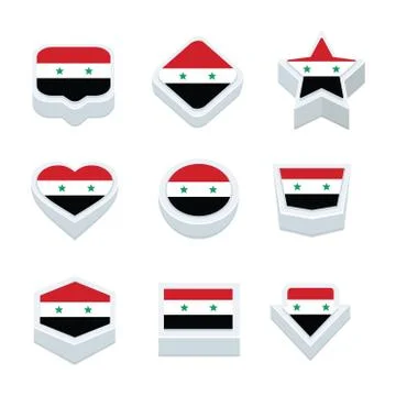 Syria flags icons and button set nine styles 스톡 일러스트