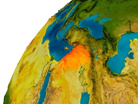 Syria on globe Stock Illustration