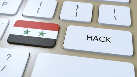 Syria Hack of Country or Hacker Attack 3D Illustration. Country National Flag Illustrazione stock