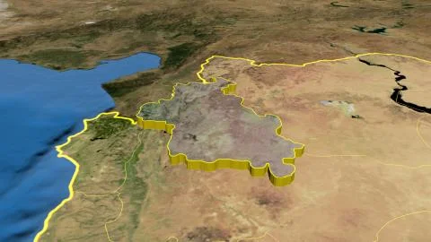Syria - Idlib extruded on satellite map Stock Illustration