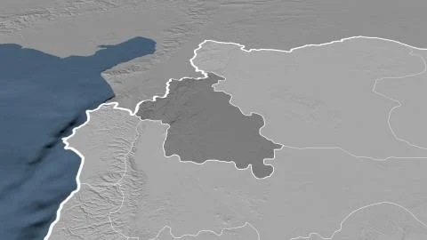 Syria - Idlib outlined on bilevel map Illustrazione stock