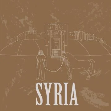 Syria landmarks. Retro styled image. Illustrazione stock