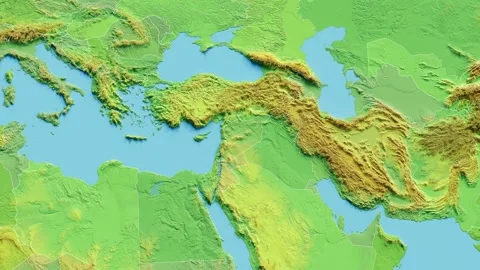 Syria Map 3D animated with Borders Stock-Footage 348534388