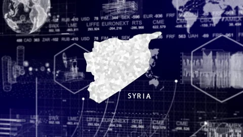 Syria Map Animation Loop | Growth, GDP, Oil Economy &amp; Development Insights Stock Footage 331575164