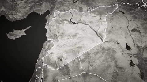 Syria map animation zoom in Stock Footage