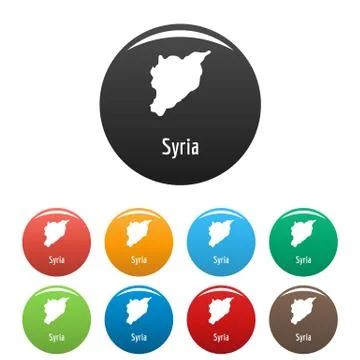 Syria map in black set vector simple Stock Illustration