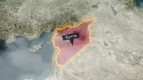 Syria Map - Clouds Effect Stock Footage 267560486