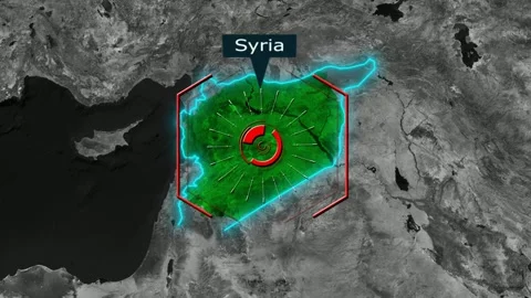 Syria Map - Cyber Attack Stock Footage 268732294
