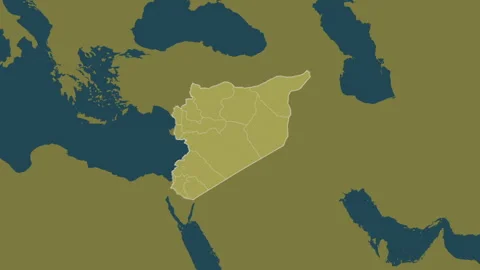 Syria map - extract. Regions. Pattern. Video stock 241697661
