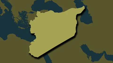 Syria map - extract. Shadow. Pattern. Labels Video stock 322618725