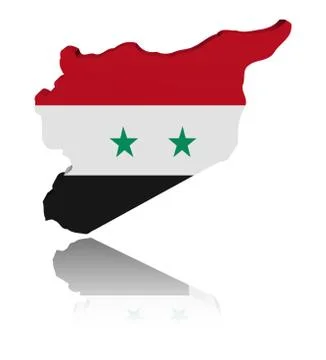 Syria map flag 3d render with reflection illustration Stock Illustration