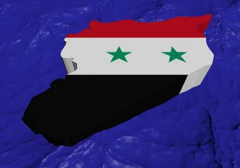 Syria map flag in abstract ocean illustration Ilustração Stock