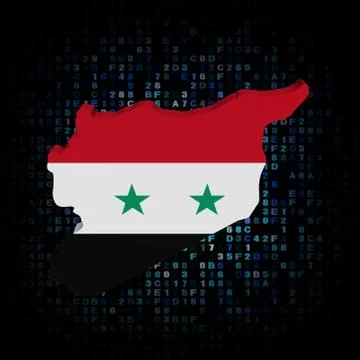 Syria map flag on hex code illustration Stock Illustration