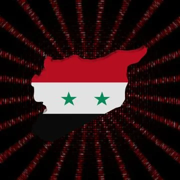 Syria map flag on red hex code burst illustration Illustrazione stock