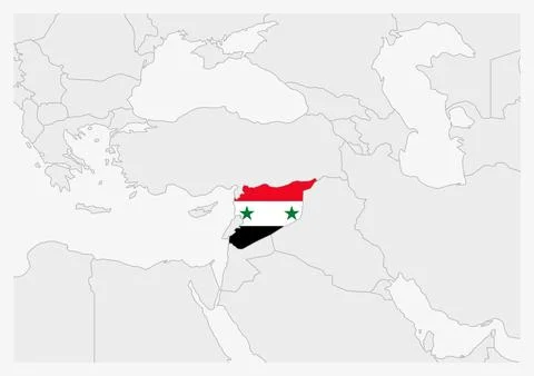 Syria map highlighted in Syria flag colors Stock Illustration