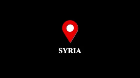 Syria map location pin animation, red gps marker symbol on black background.. 스톡 동영상 333290965