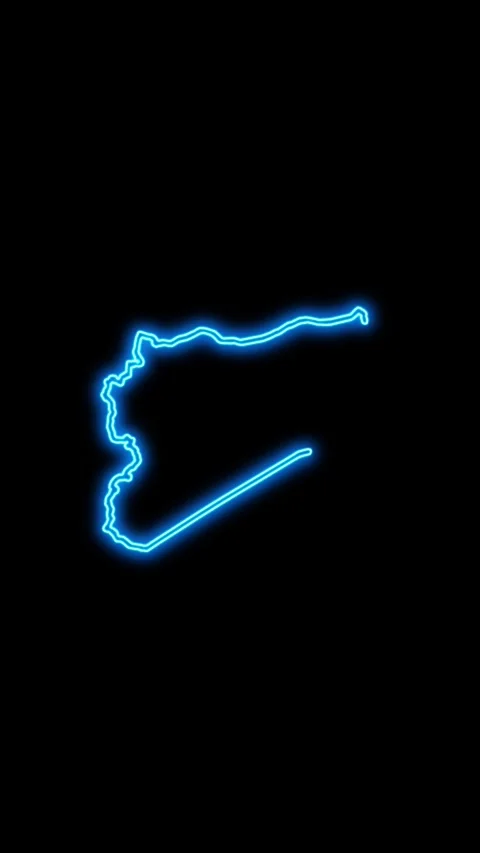 Syria Map Outline Neon Lights Stock Footage 333057530