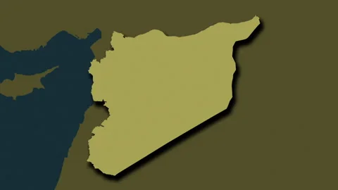 Syria map - solid. Shadow. Pattern. Labels Video stock 178401852