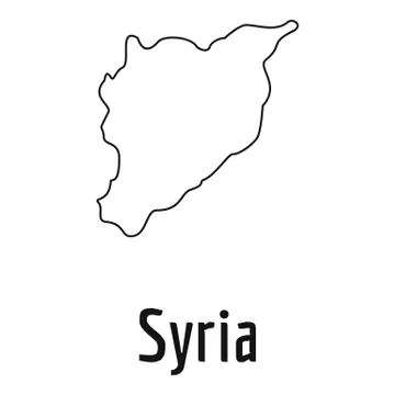 Syria map thin line vector simple Stock Illustration