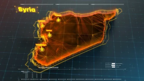 Syria map visualized on screen, operation planning, civil war, politics Stock Footage 88537679