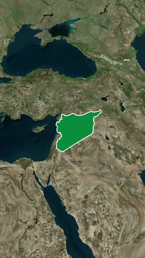 Syria National Border Vertical Map Topography Animation 4K 库存影片 329918029