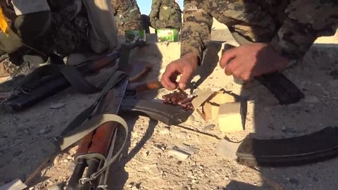 Syria - November 2016: Quick change cartridge, Rakku - offensive 動画素材 69273885