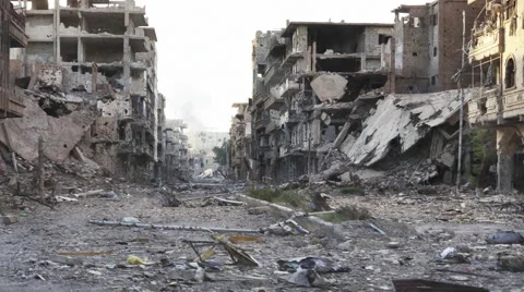 Syria Pan Dolly shot aftermath destroyed city - 4k Stockbeeldmateriaal 59188305