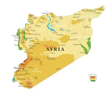 Syria physical map Stock Illustration