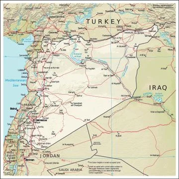 Syria physiography map Stock Illustration