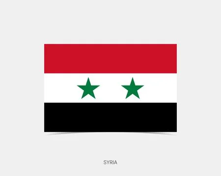 Syria Rectangle flag icon with shadow. Stock Illustration