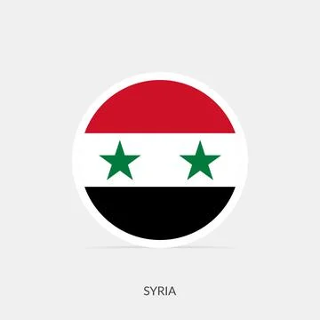 Syria round flag icon with shadow. Stock Illustration
