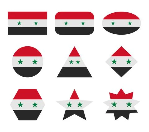 Syria set of flags with geometric shapes Stock Illustration