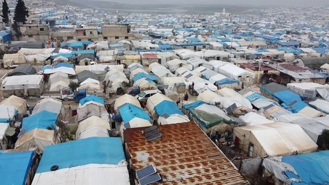 Syria-Turkey border refugee camp: ATMA Stock Footage