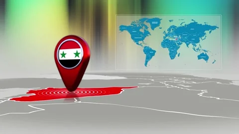 Syria World Map Pin Location Background Loop 4k Stock Footage 341815743