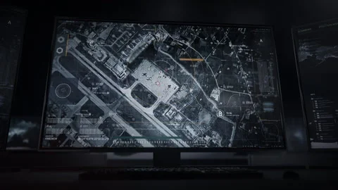 Syrian Airbase. Tracking Location of a Target in Hmeimim. Sending Agents. UI Video stock 265905802