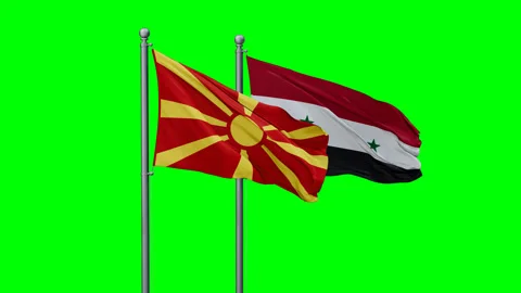 Syrian and Macedonia two flags Stock Footage 295068487